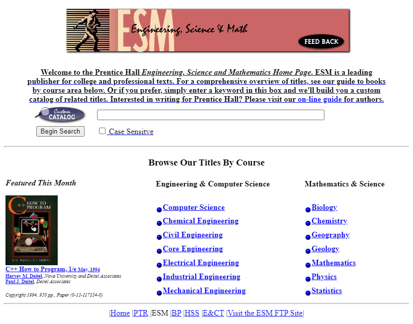 Engineering, Science & Mathematics website in 1994