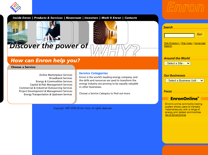 Enron website in 2000