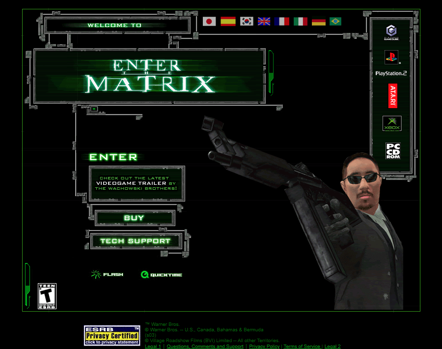 Enter the Matrix video game website in 2003