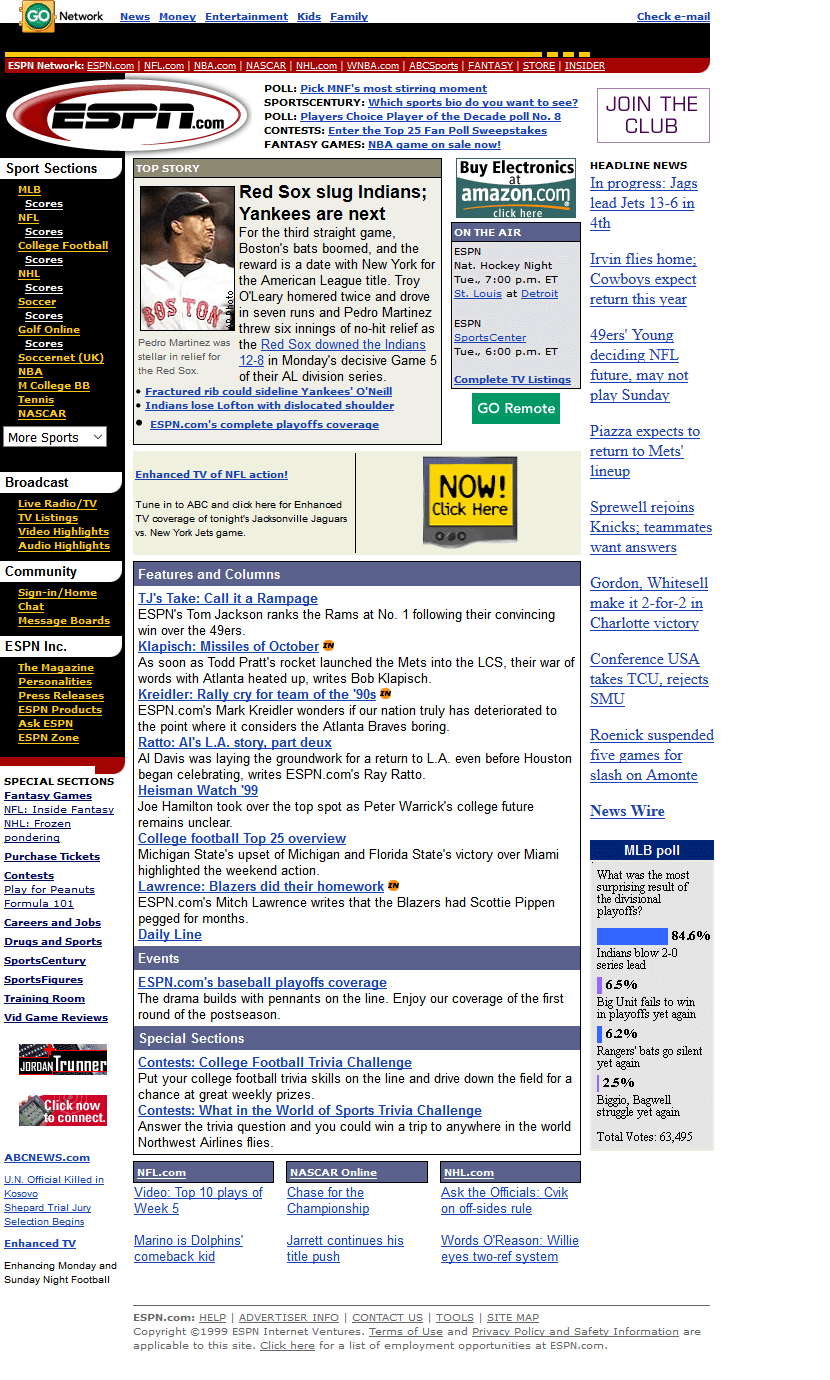 ESPN.com website in 1999