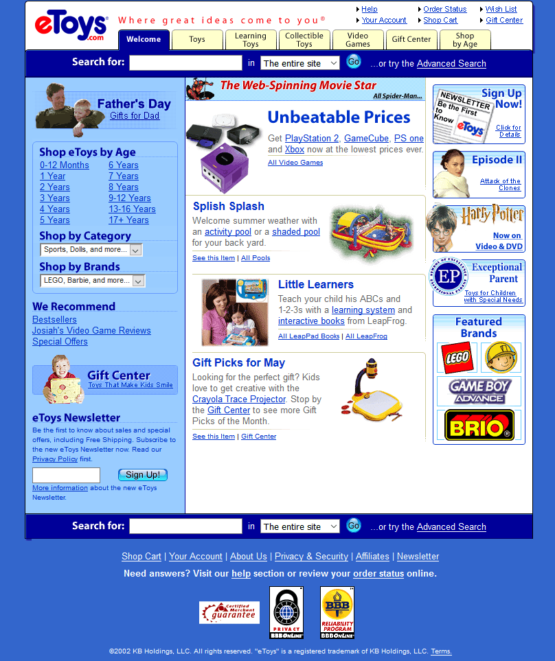 eToys website in 2002