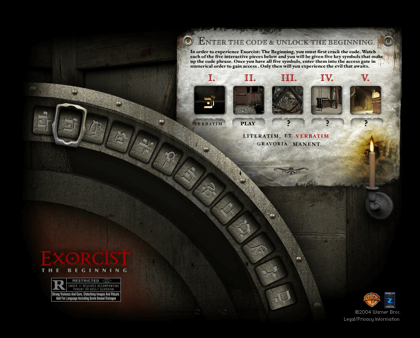 Exorcist: The Beginning flash website in 2004
