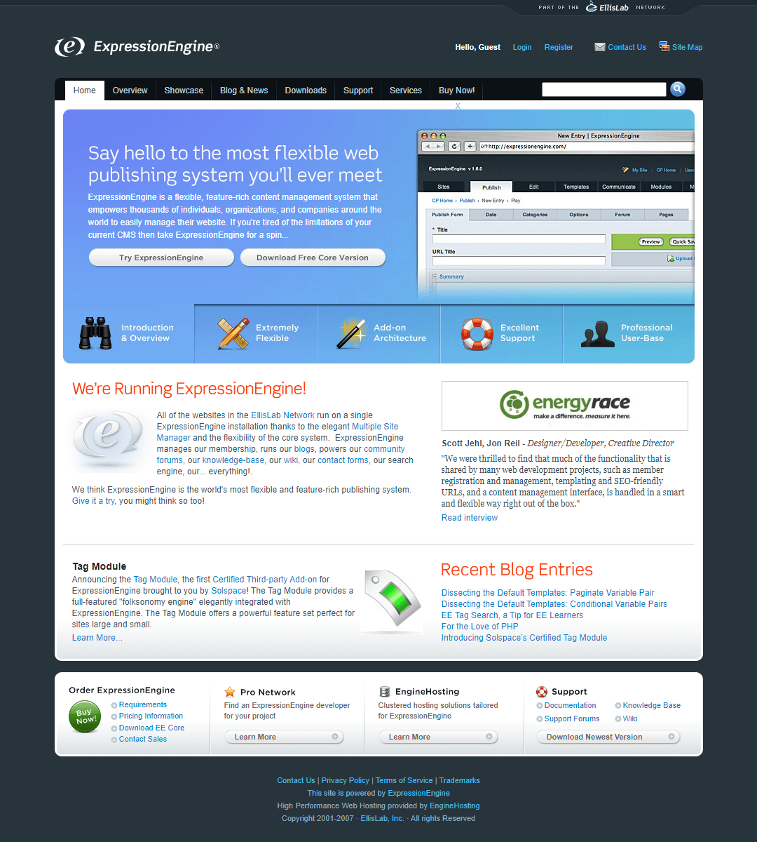 ExpressionEngine website in 2007