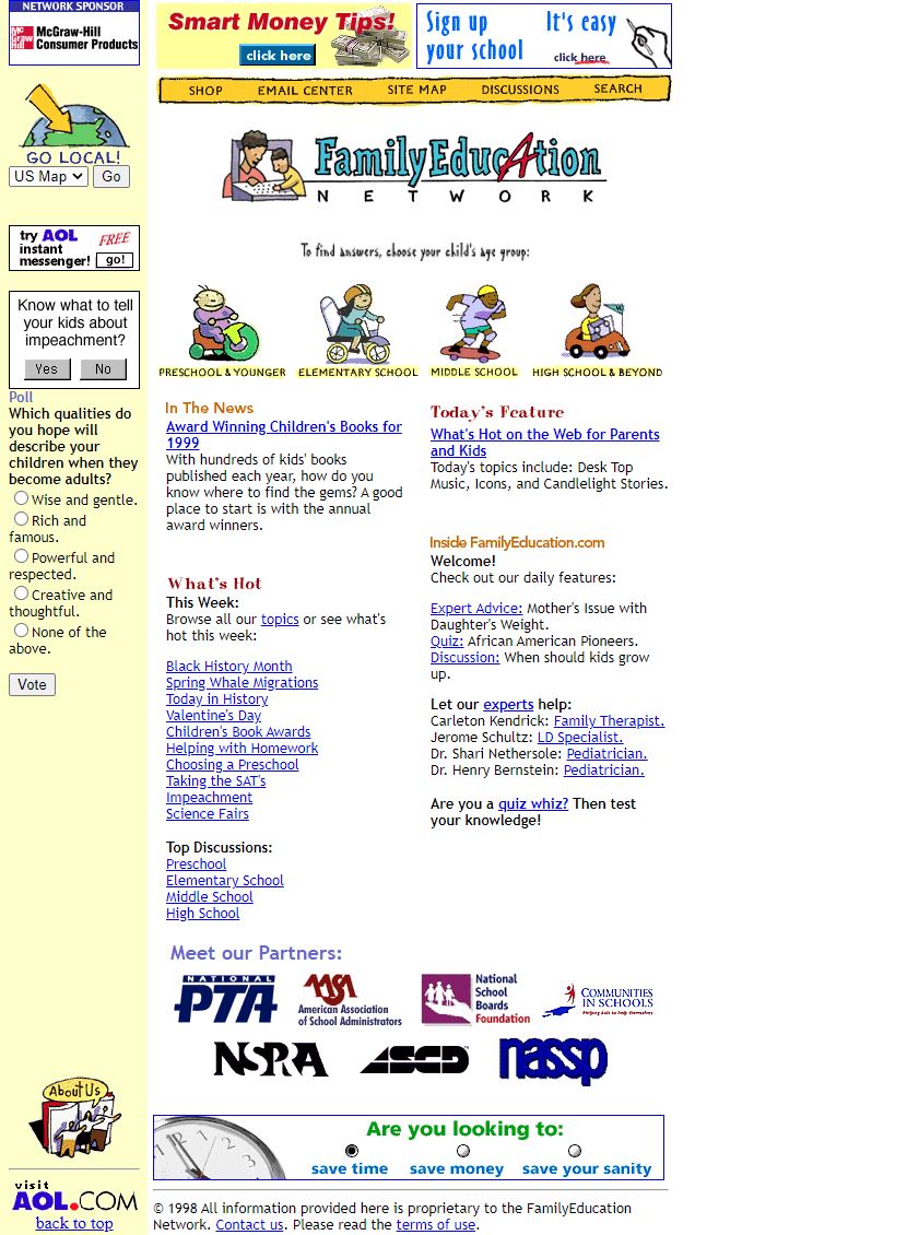 FamilyEducation Network website in 1998