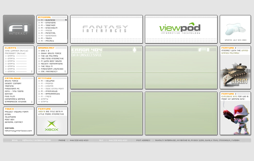 Fantasy Interfaces website in 2004