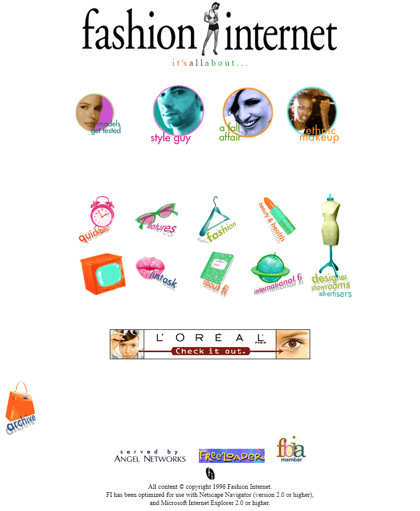 Fashion Internet website in 1996