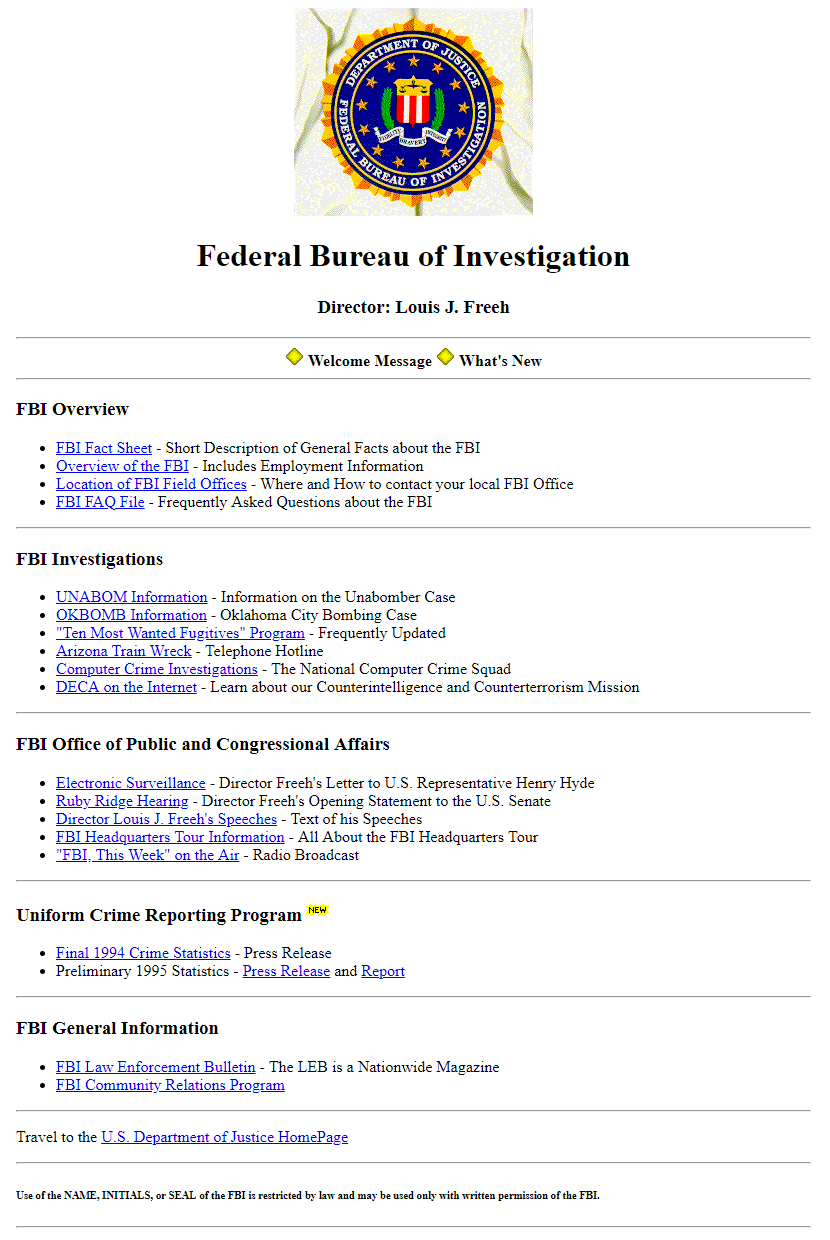 FBI website in 1995