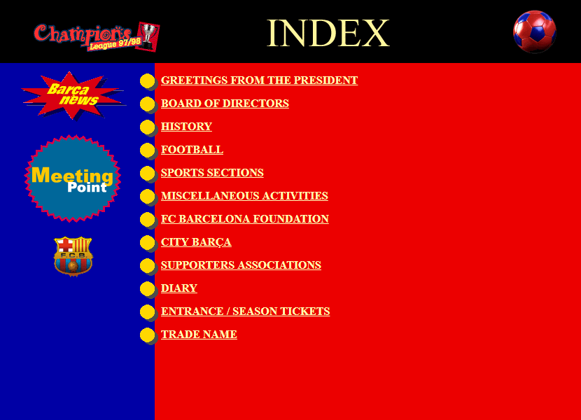 FC Barcelona website in 1998