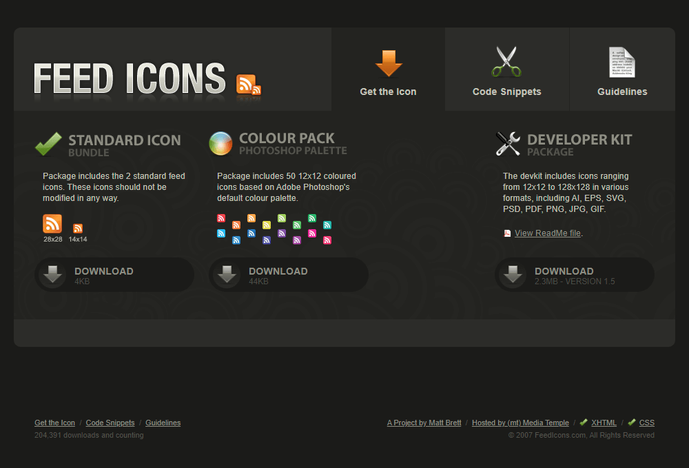 Feed Icons website in 2007