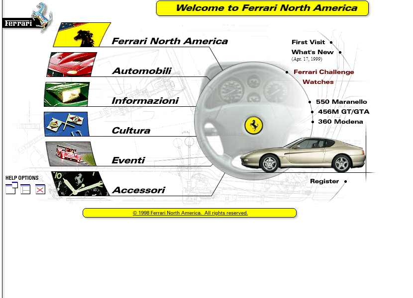 Ferrari website in 1999
