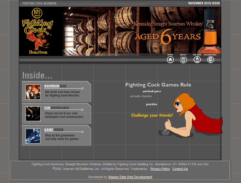 Fighting Cock Bourbon flash website in 2002