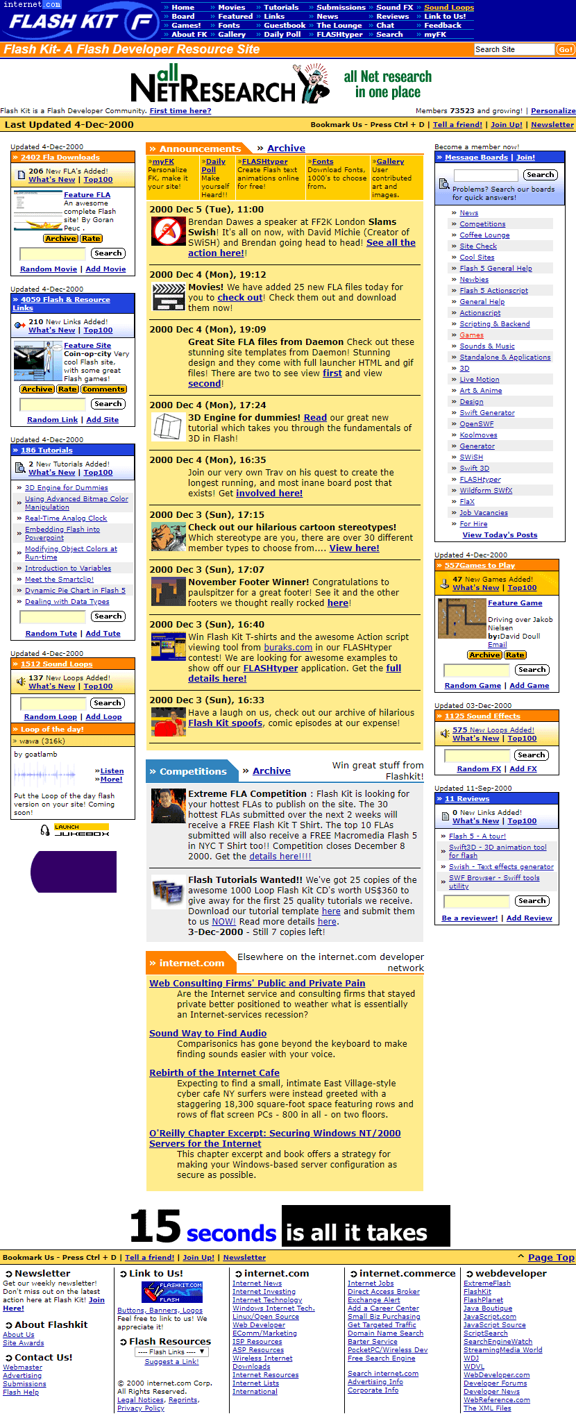 Flash Kit website in 2000