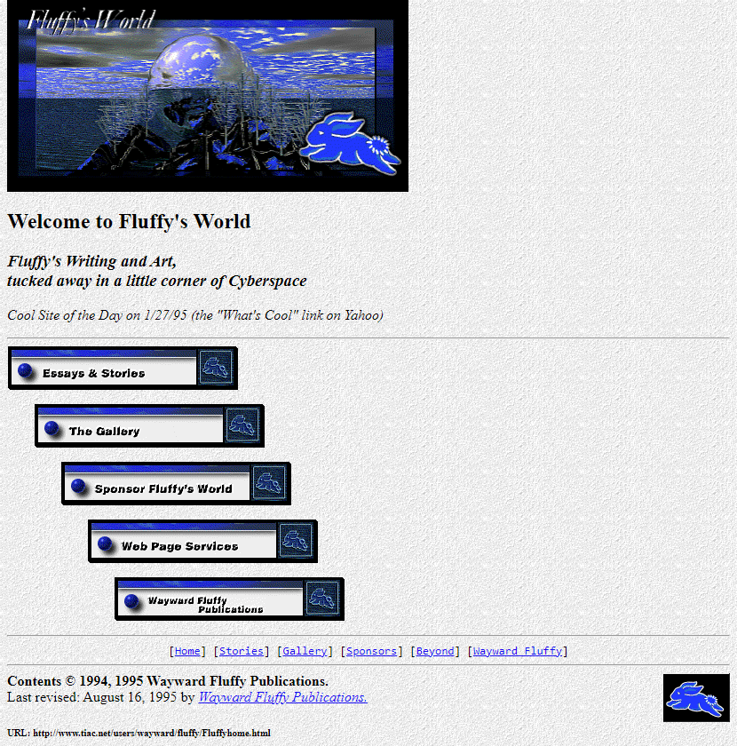 Fluffy’s World website in 1995