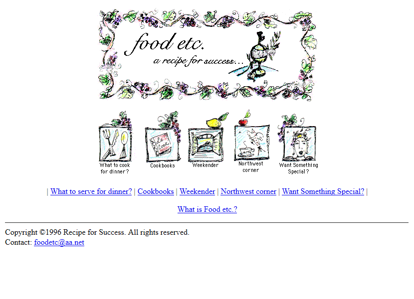 Food etc. website in 1996