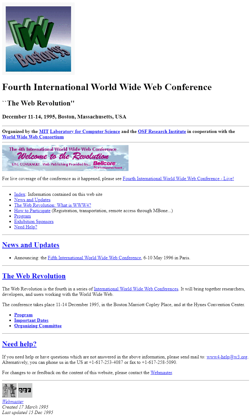 Fourth International World Wide Web Conference in 1995