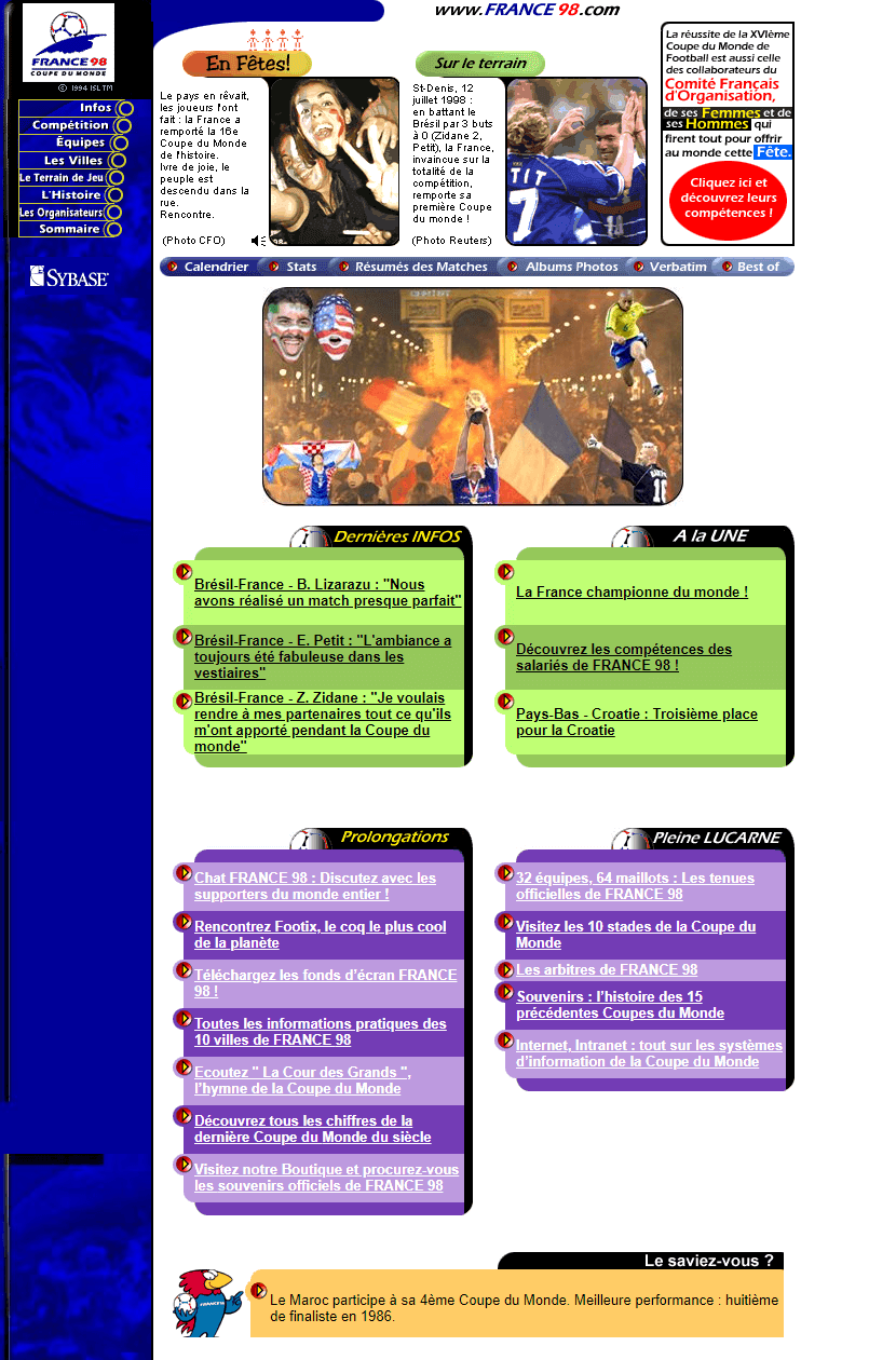 FIFA World Cup website in 1998