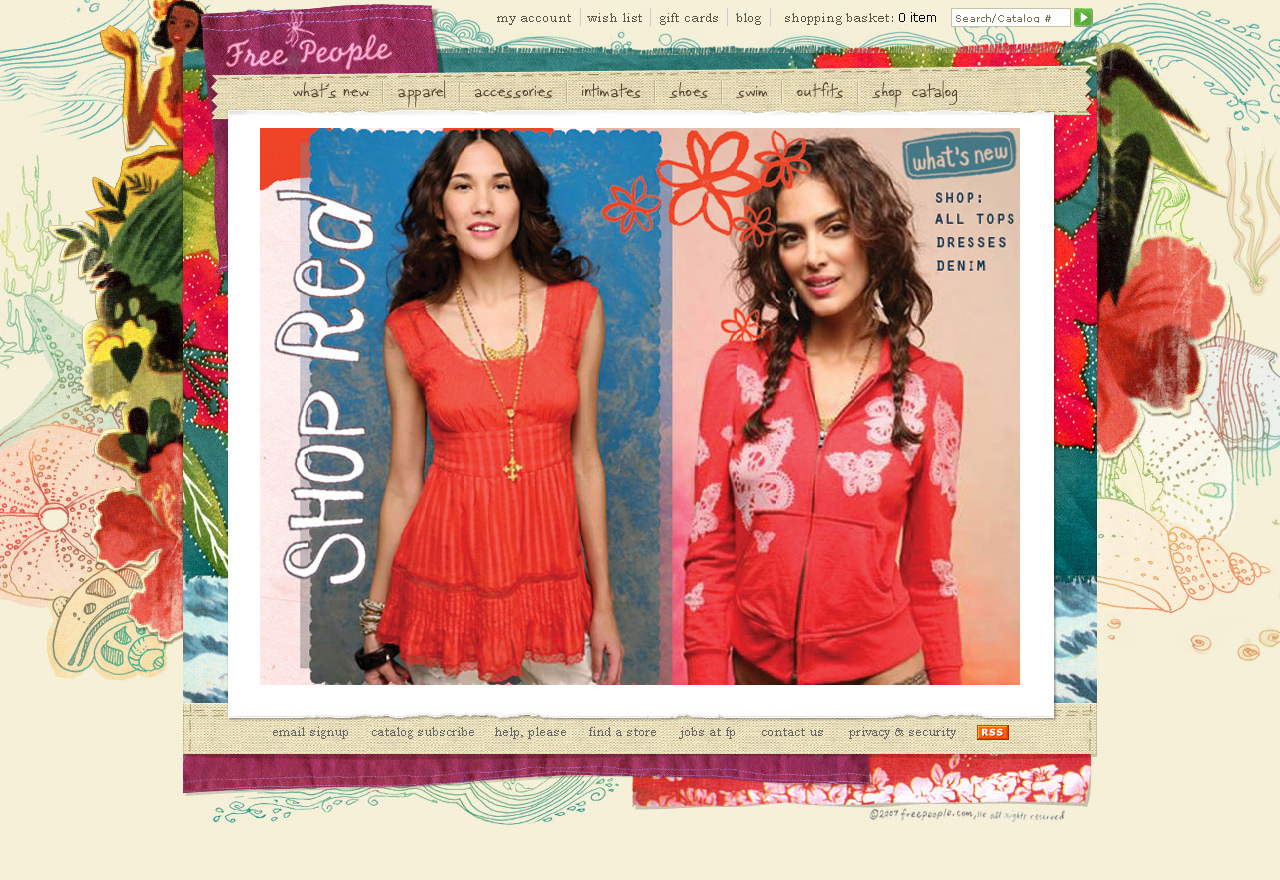 Free People Clothing Boutique website in 2008