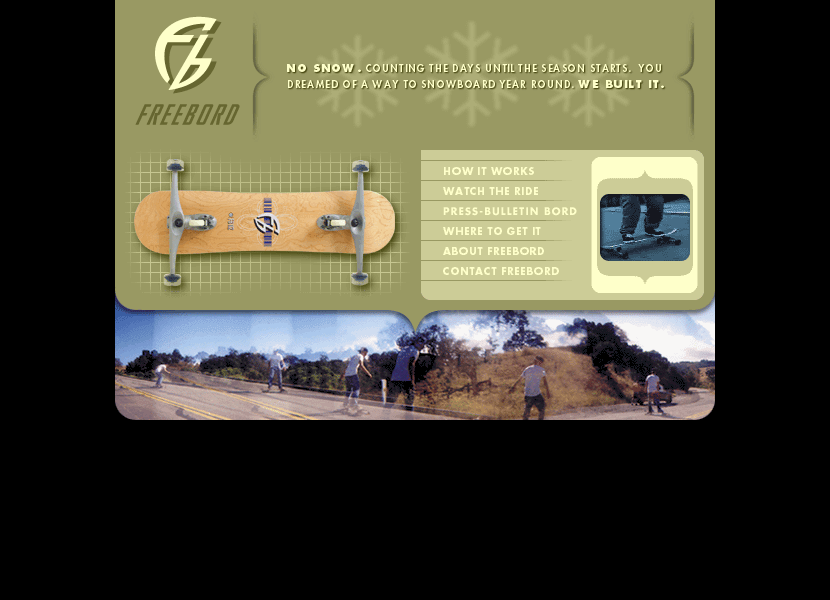 Freebord website in 2000