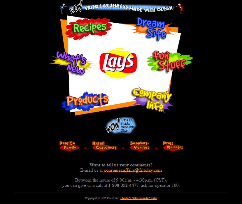 Frito-Lay website in 1996