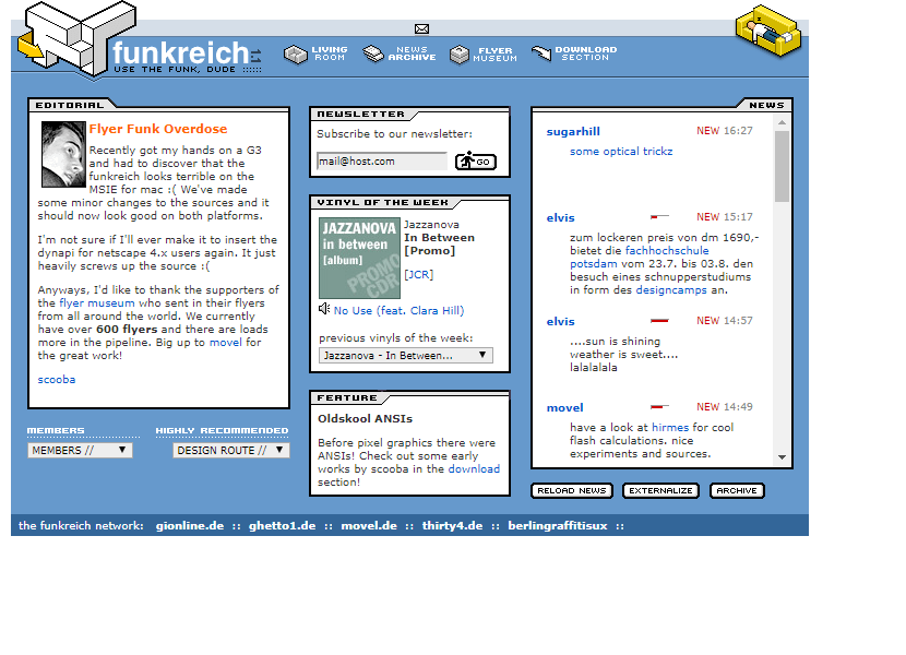 Funkreich website in 2001