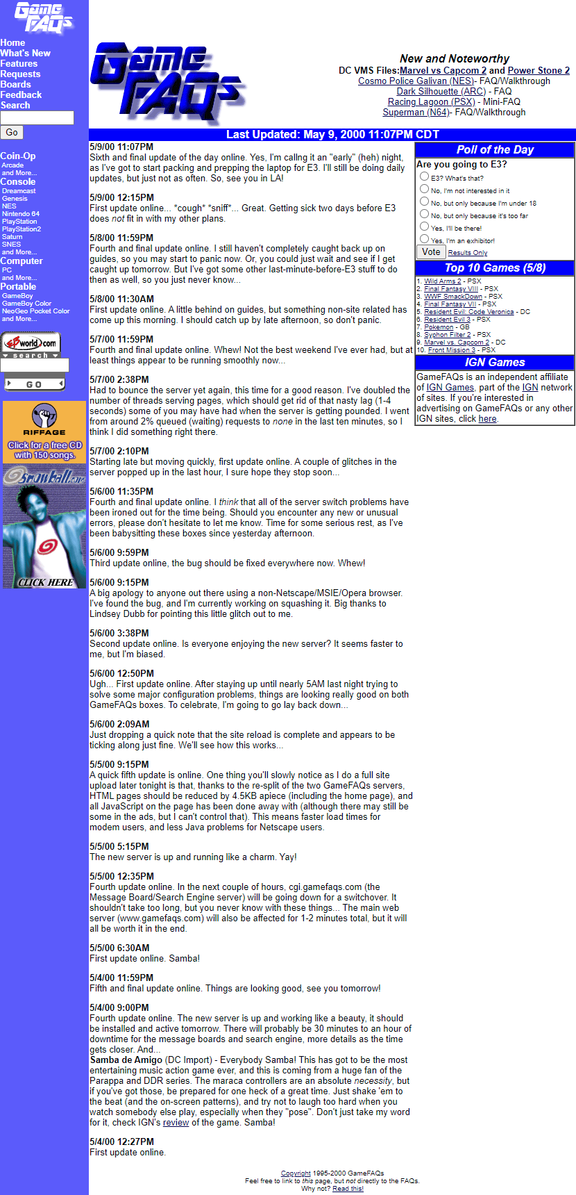 GameFAQs website in 2000