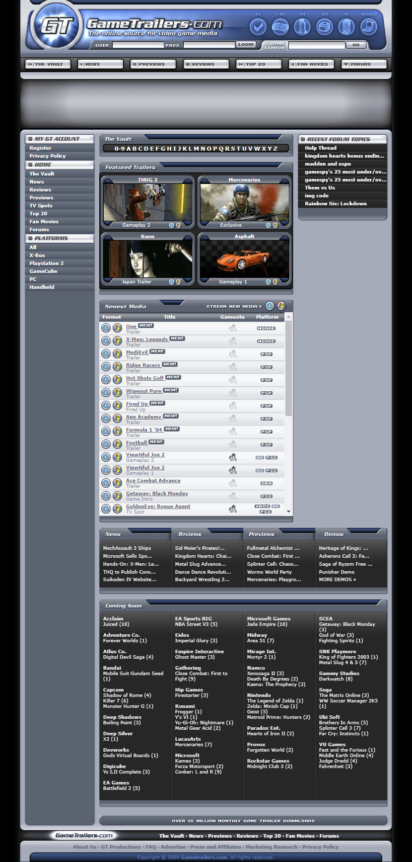 GameTrailers website in 2004