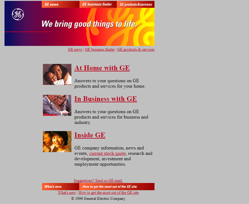 GE website in 1996