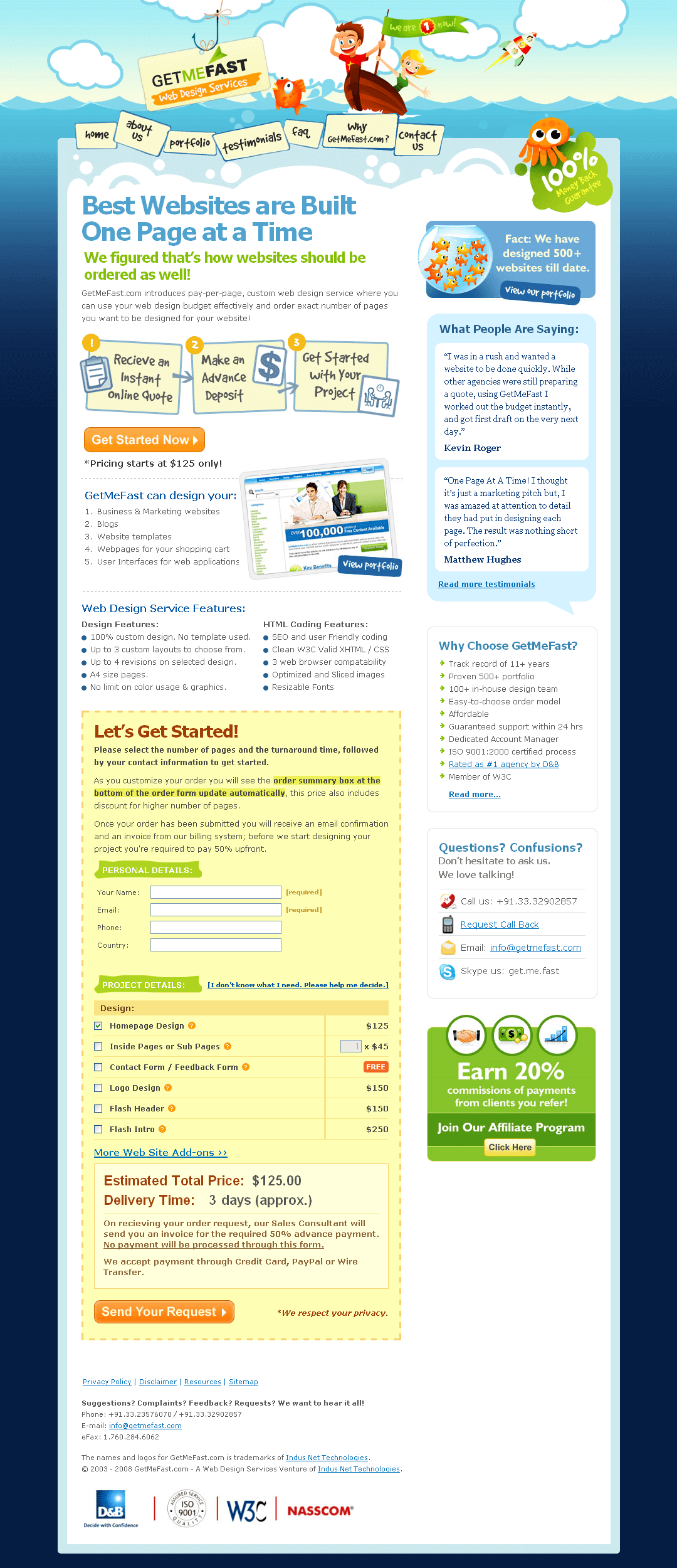 GetMeFast website in 2008