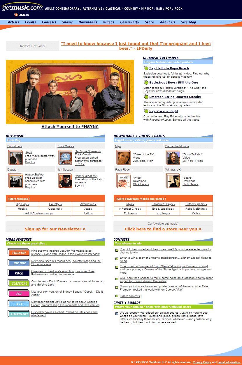 GetMusic website in 2000