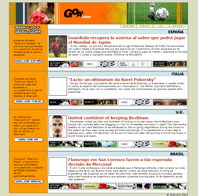 Goal.com website in 2002