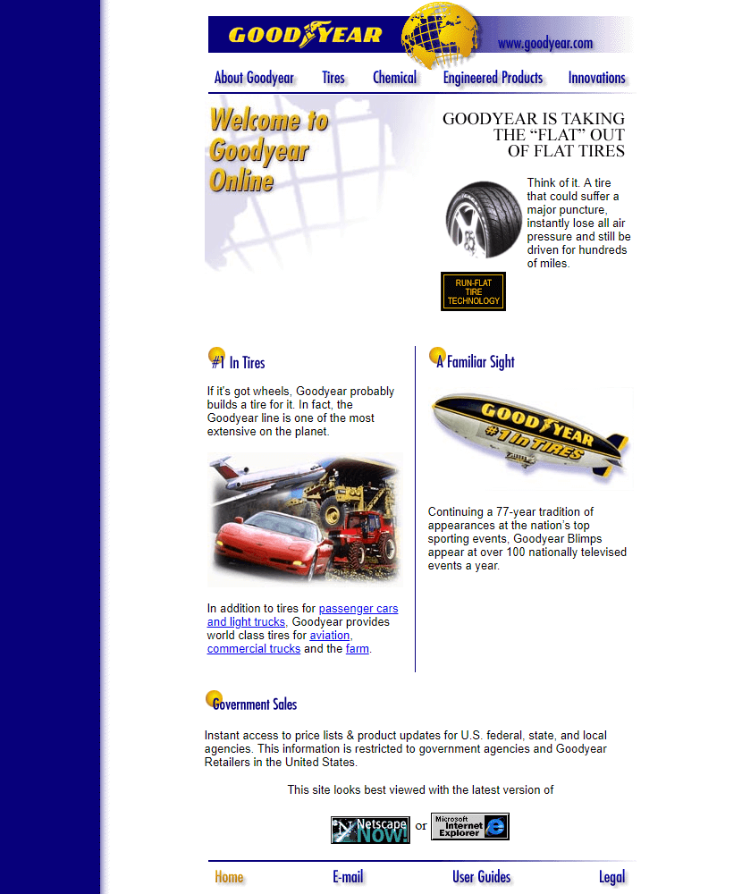 Goodyear website in 1997