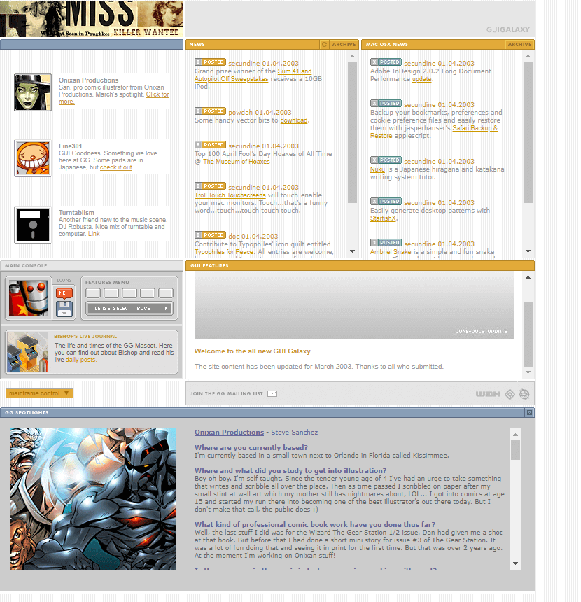 GUI Galaxy in 2003