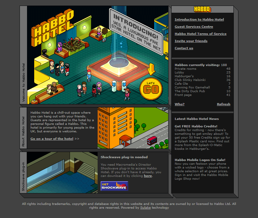 Habbo Hotel website in 2001