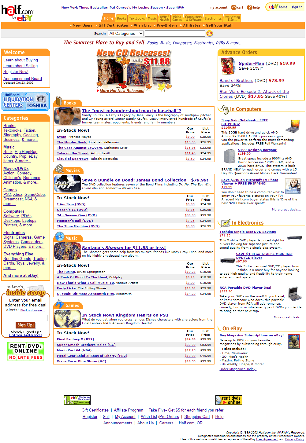 Half.com website in 2002