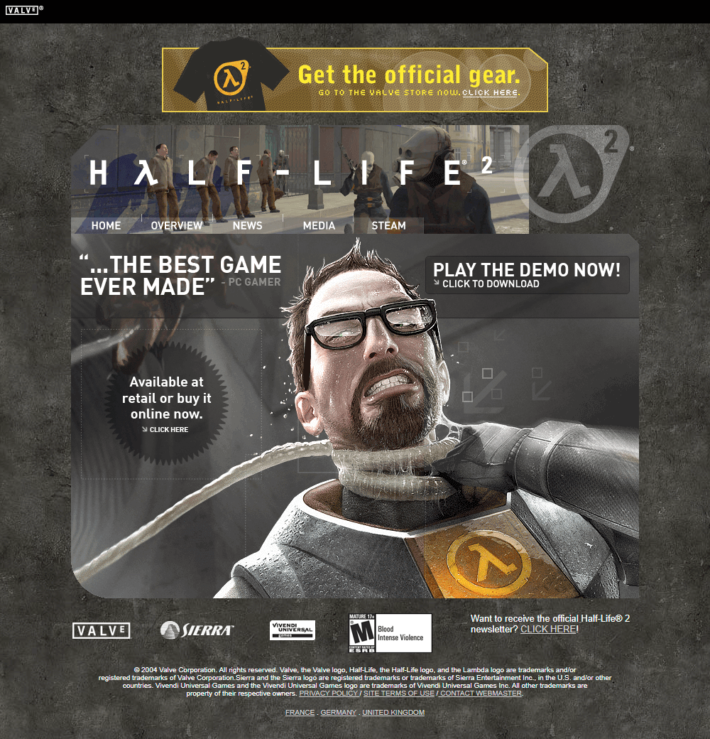 Half-Life 2 website in 2005
