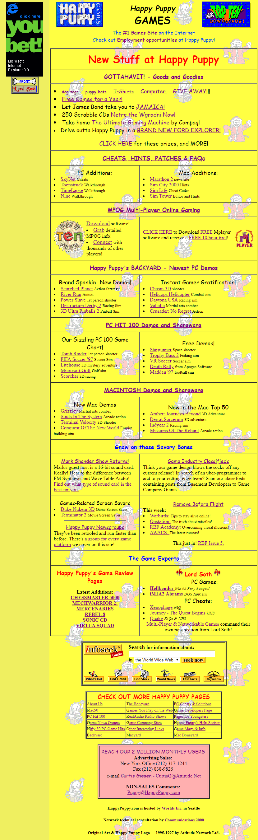 Happy Puppy website in 1996