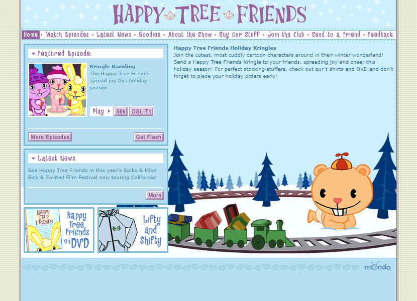 Happy Tree Friends website in 2002