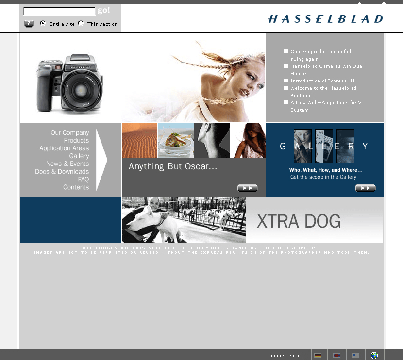 Hasselblad website in 2002