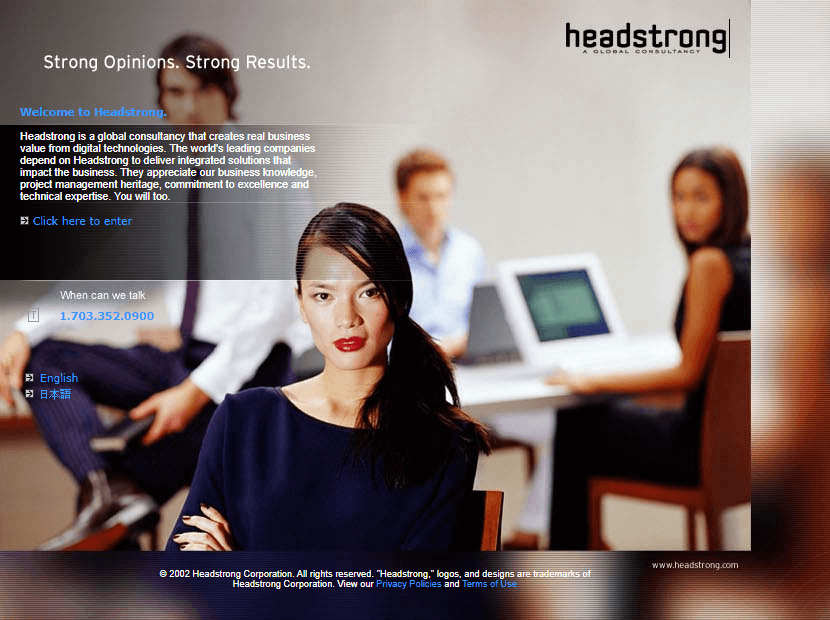 Headstrong website in 2002