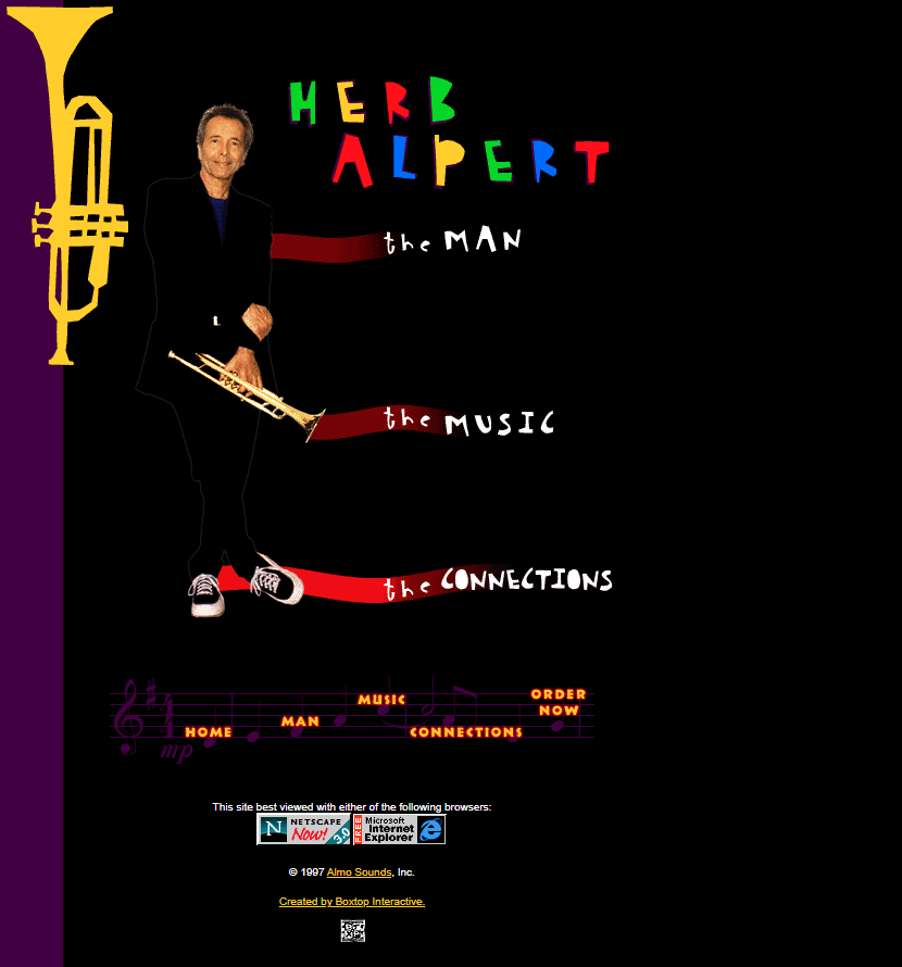 Herb Alpert website in 1997