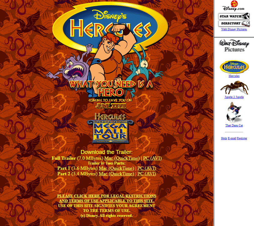 Hercules website in 1997