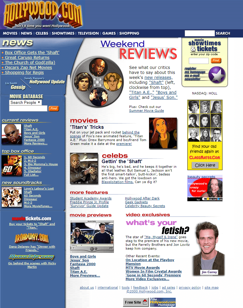 Hollywood.com website in 2000