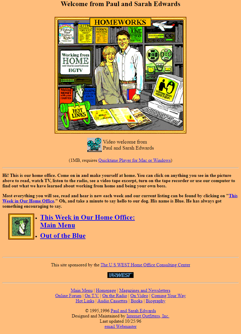 Homeworks website in 1996