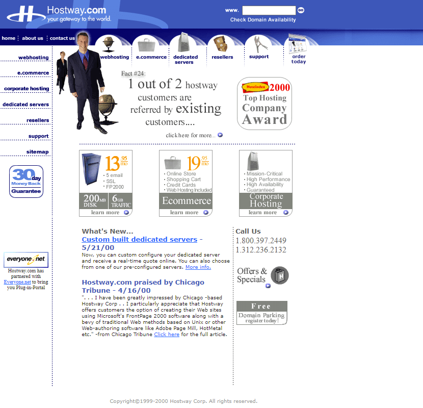 Hostway website in 2000