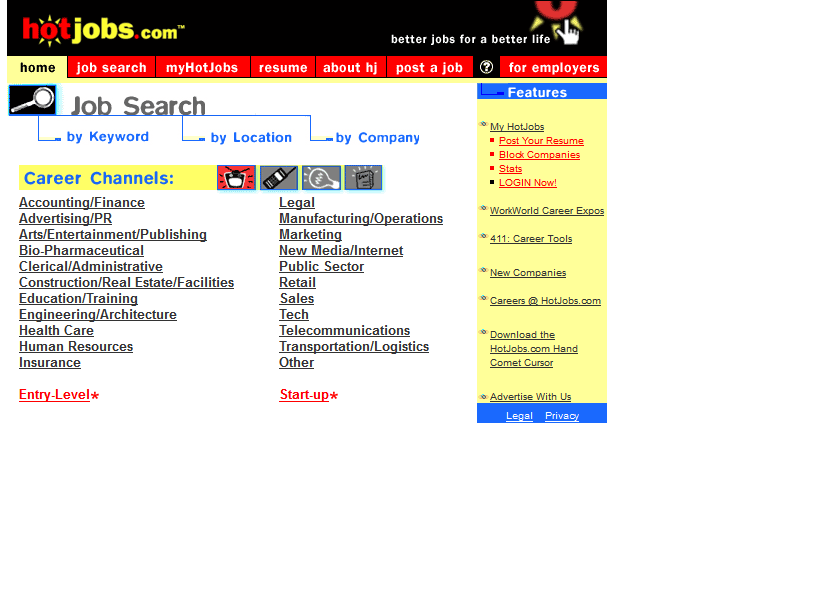 HotJobs.com website in 2000