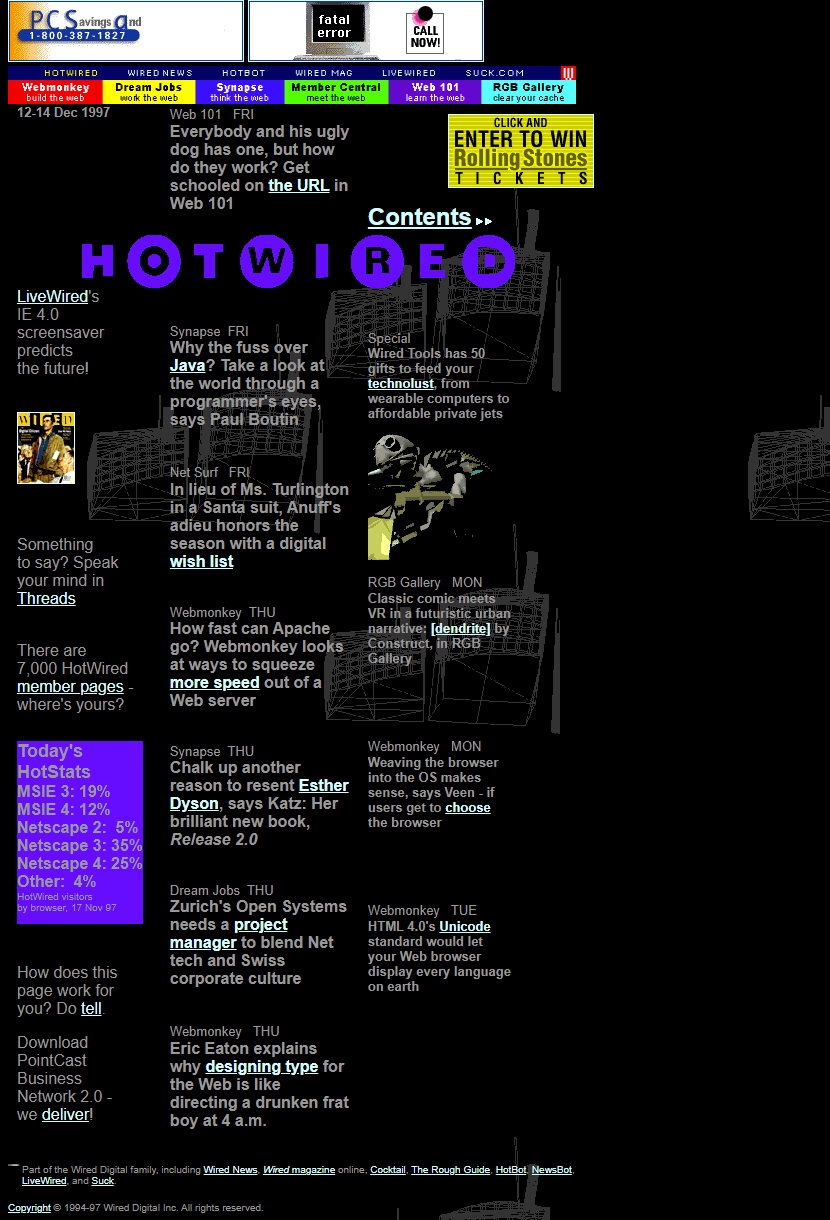 HotWired website in 1997