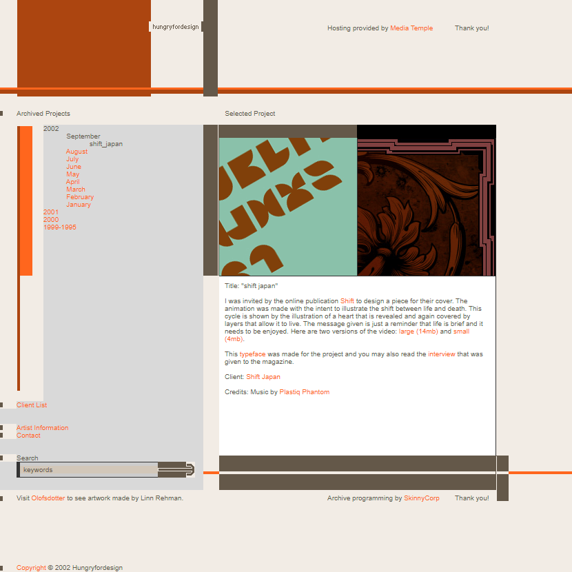 Hungry of Design website in 2002