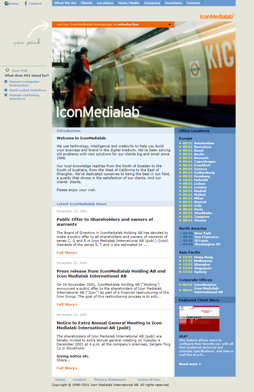 IconMediaLab website in 2001