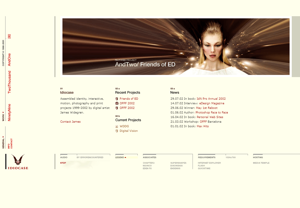 Idiocase website in 2002