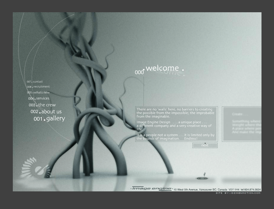 Image Engine flash website in 2003